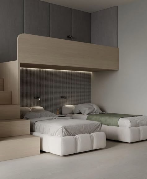 Bunk Bed Modern, Unique Bunk Beds, 3 Bunk Beds, Modern Bunk Beds, Kids Room Interior Design, Wooden Bunk Beds, Modern Kids Room, Bunk Bed Designs, Kids Bedroom Inspiration