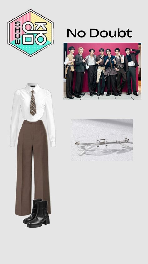 Enhypen No Doubt MusicCore performance outfit inspired Enhypen Clothes, Sunghoon Outfit, Enhypen Inspired Outfits, Stage Clothes, Kpop Inspired Outfits, Group 4, Outfit Inspired, Performance Outfits, Kpop Fashion Outfits