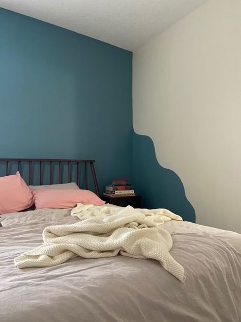 Warm Blue Paint Colors, Backdrop Paint, Blue Paint Color, Blue Accent Walls, Interior Wall Paint, Blue Paint Colors, Wave Painting, Blue Paint, Bedroom Colors