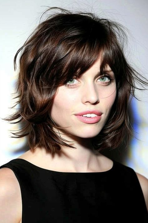 Shag With Wispy Bangs, Short Shag Haircut, Shag Haircuts For Women, Best Curly Haircuts, Shaggy Bob Haircut, Short Haircuts With Bangs, Asymmetrical Bangs, Light Waves, Best Bob Haircuts