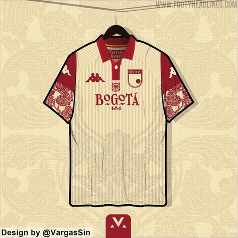 Gorgeous Independiente Santa Fe Concept Kit Designed by @VargasSin - Footy Headlines Jersey Inspo Design, Creative Jersey Design, Jersey Designs Football, Football Kits Design, Retro Jersey Design, Jersey Uniform Design, Football Kit Design, Rugby Design, Football Shirt Designs