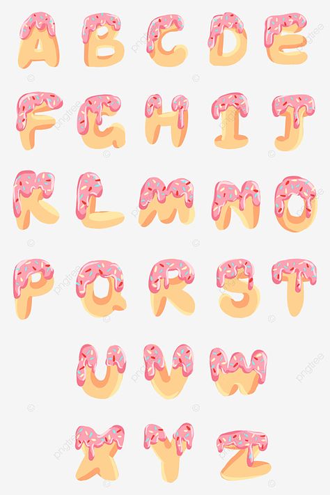 Girly Fonts Alphabet, English Clipart, Donut Font, English Alphabets With Pictures, Donut Png, Donut Clipart, Letter Clipart, Food Lettering, Alfabet Font