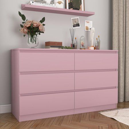 Dresser Minimalist, Pink Dresser, Pink Wardrobe, Three Drawer Dresser, Modern Storage Cabinet, Dresser For Bedroom, Dresser Storage, Wardrobe Drawers, Organization Furniture