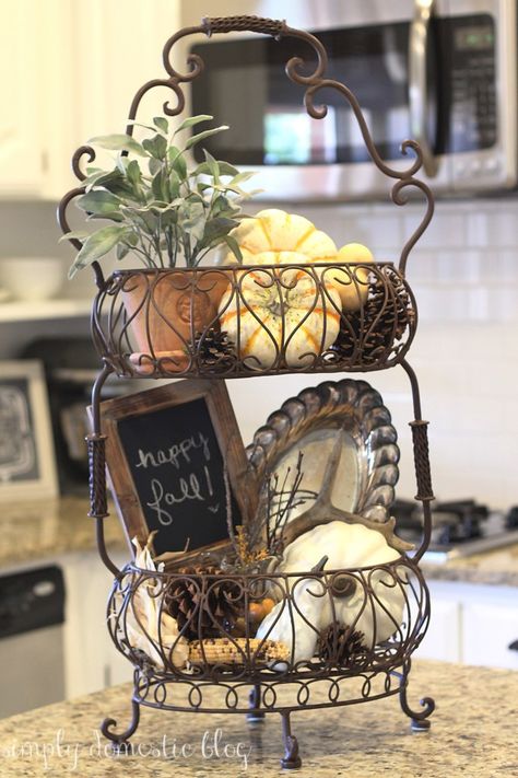 fall decorations :: kitchen Chalkboard Walls, French Country Kitchen Designs, Chalkboard Writing, Fall Centerpieces, Mantel Decorating, Deco Champetre, Country Kitchen Designs, French Country Kitchens, French Country Design