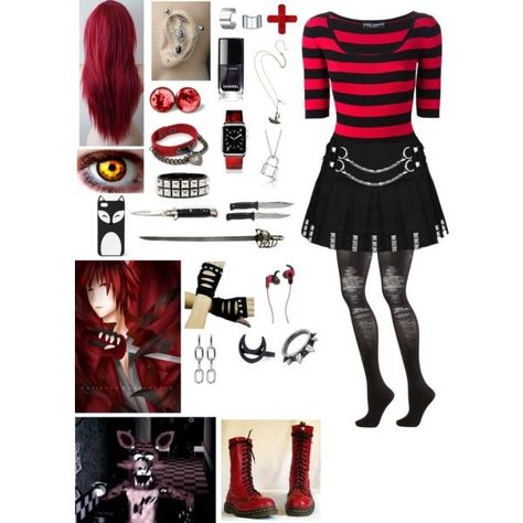 Fnaf Costumes, Outfit Ideas Goth, Fnaf Outfits, Voltron Cosplay, Fnaf Cosplays, Fnaf Costume, Foxy Fnaf, Cute Emo Outfits, Video Game Outfits