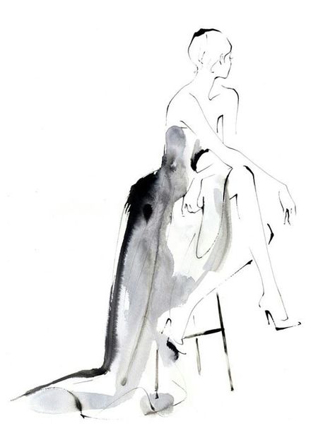 Cary Mulligan, Ink Wash, Fashion Illustration Sketches, Fashion Figures, Blank Space, Fashion Art Illustration, Sketch Painting, Illustration Sketches, Fashion Illustrations