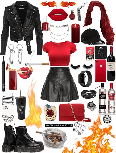 Red Elements, Fire Witch, Platform Doc Martens, Witch Outfit, Outfit Maker, Black Platform, Outfit Shoplook, Doc Martens, Crop Tee