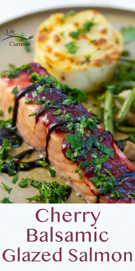 Salmon Balsamic Glaze, Balsamic Glazed Salmon, Whole Fish Recipes, Cherry Glaze, Potatoes And Green Beans, Salmon Glaze Recipes, Grilled Salmon Recipes, Yummy Fall Recipes, Best Seafood Recipes