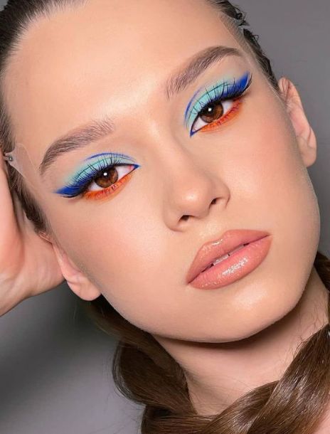 Lava Hair, Bar Makeup, Bold Eye Makeup, Casual Makeup, Eye Makeup Looks, Makeup Challenges, Eye Makeup Steps, Colorful Eye Makeup, Bold Makeup