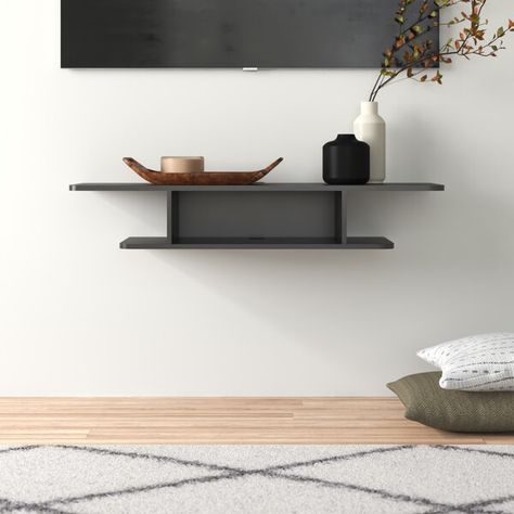 The Twillery Co.® Aaliyah Floating TV Stand for TVs up to 50" & Reviews | Wayfair Floating Shelf Entryway Small Spaces, Floating Tv Shelf, Floating Tv Stand, Floating Tv, Dvd Players, Personal Assistant, Tv Stands And Entertainment Centers, Pedestal Dining Table, Wall Mounted Tv