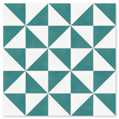 "Man Overboard Teal and White" authentic cement tile from Villa Lagoon Tile. A basic geometric cement tile pattern poured in teal and white. Our hand-made cement tiles produce a luxurious, rich finish which cannot be matched by mass-produced ceramics. With a thick color layer composed of concrete mixed with mineral pigments, a well-maintained cement tile floor can last for generations.…Cement tiles are produce by hand, one-at-a-time. Subtle variation similar to natural stone is common, as slight Man Overboard, Cement Tile Floor, Villa Lagoon Tile, Cement Wall, Mineral Pigments, Tile Pattern, Commercial Flooring, Pattern Play, Cement Tile