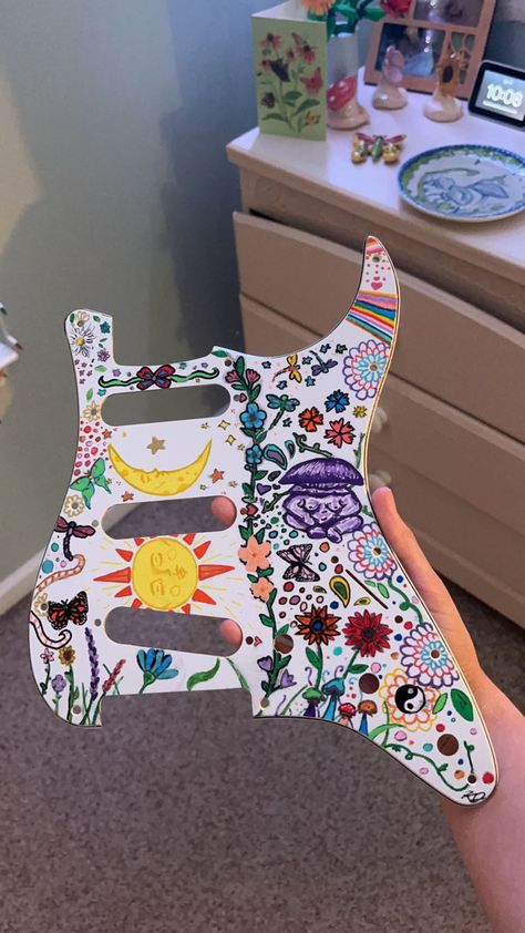 Pick Guard, Pick Guard Art, Pick Guard Design, Pickguard Art, Paramore Concert, Guitar Classes, Custom Fender, Guitar Painting, Passion Project