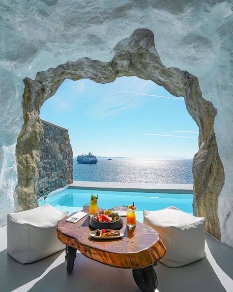 ꨄ on Twitter: "This amazing resort has a cave pool 🥰… " Cavo Tagoo Mykonos, Royal Caribbean Cruises, Kpop Gif, Mykonos Greece, Foto Art, Royal Caribbean, Vacation Places, Beautiful Places To Travel, Barcelona Spain