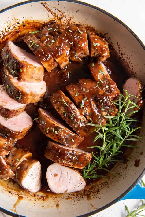 Apricot Glazed Pork Tenderloin is sweet, savory, and absolutely irresistible. Seasoned and seared pork tenderloin is oven roasted to juicy perfection and finished with a tangy apricot glaze. Apricot Glazed Pork Tenderloin, Seared Pork Tenderloin, Easy Pork Recipes, Apricot Pork, Oven Roasted Pork Tenderloin, Glazed Pork Tenderloin, Apricot Glaze, Baked Pork Tenderloin, Pork Medallions