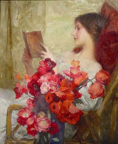 Pretty Paintings, Paintings Of Women, Rose Oil Painting, Women Reading, Books And Art, People Reading, Reading Art, Women In Art, Woman Reading