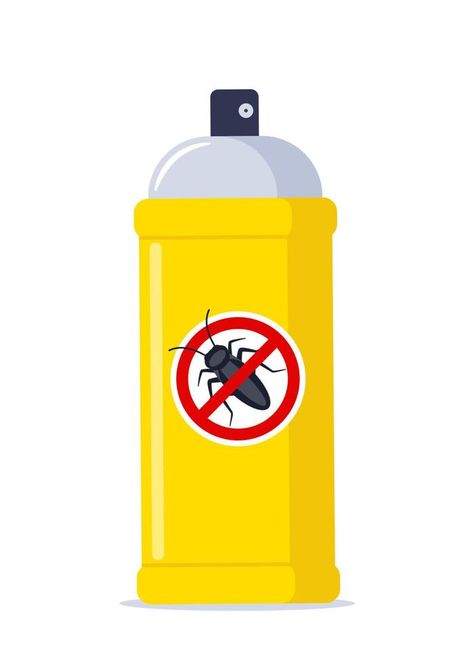 Repellent spray in the yellow bottle. Protection from the cockroach and other insect. Aerosol for bug bite prevention. Vector illustration. Bug Bite, Insect Spray, Easy Diy Room Decor, Vector Banner, Bug Spray, Bug Bites, Insect Repellent, Diy Room, Room Diy