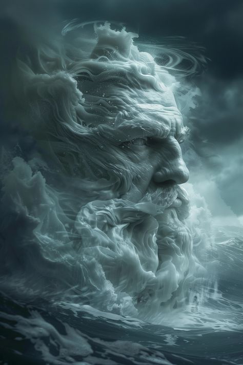 The Odyssey Aesthetic Art, Greek God Poseidon Art, Ice Character, God Of Sea, Albert Einstein Photo, Poseidon Tattoo, Digital Advertising Design, Black And White Beach, Greek Statues