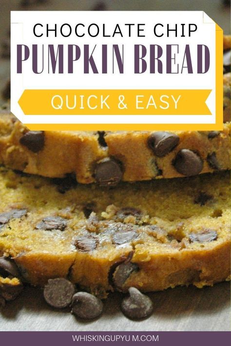 Easy Pumpkin Bread With Chocolate Chips, Choc Chip Pumpkin Bread, Easy Pumpkin Chocolate Chip Bread, Quick Pumpkin Bread, Easy Dessert Bread, Pumpkin Bread Recipe Moist, Bread Easy Quick, Pumpkin Bread Moist, Dessert Loaves