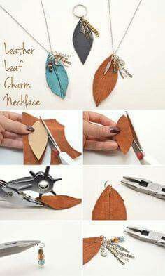 Cut leather leaves Tassen Hanger, How To Make Leather, Diy Leather Earrings, Leather Jewelry Diy, Leather Jewellery, Leather Leaf, Circle Earrings Studs, Charm Necklaces, Durban