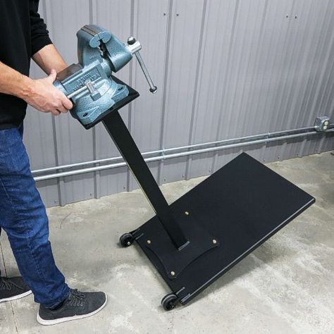 Looking for Bench Vise mounting ideas? Our heavy-duty Versa-Mount mobile bench grinder and vise pedestal is a good fit for any shop needing a mobile tool pedestal. Bench Vice Mounting Ideas, Bench Grinder Stand, Vise Stand, Wood Vise, Outdoor Tool Storage, Grinder Stand, Bench Vice, Mobile Pedestal, Bench Vise