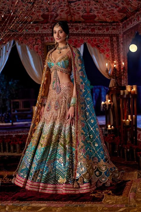 Multi Colour Lehenga For Bride, Indian Clothes Women, Rimple Harpreet, Indian Bride Outfits, Bridal Lehenga Collection, Bridal Outfit, Red Lehenga, Indian Dresses Traditional, Traditional Indian Outfits