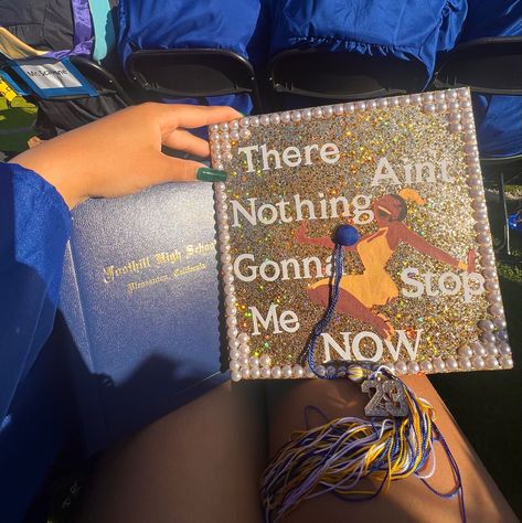 Cap Decoration Graduation Princess And The Frog, Grad Cap Ideas Princess And The Frog, Princess Tiana Graduation Cap Designs, Graduation Cap Designs Tiana, Princess Tiana Quote, Almost There Graduation Cap, Tinker Bell Graduation Cap, Princess And The Frog Cap Decoration, Graduation Cap Ideas Sza