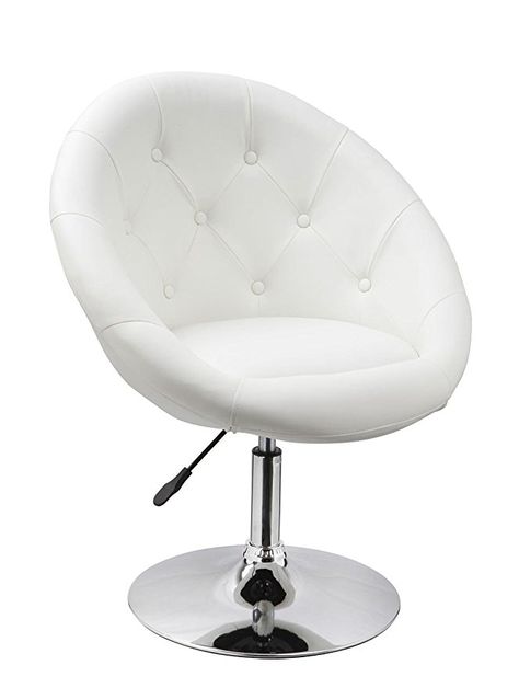 Amazon.com: Duhome Jumbo Size Contemporary Synthetic Leather Accent Chair Tufted Round Back Adjustable Swivel Cocktail Stool (Black): Kitchen & Dining Round Swivel Chair, Backless Stools, Beauty Room Decor, Bedroom Decor For Teen Girls, Small Accent Chairs, Vanity Room, Glam Room, Vanity Chair, Swivel Barrel Chair