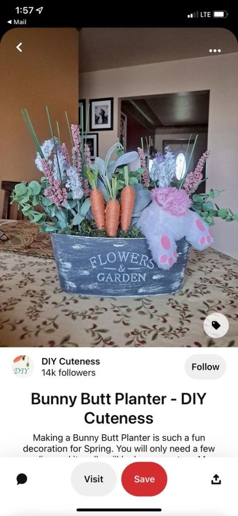 Easy Cute Diy, Bunny Wreath Diy, Easter Crafts Dollar Store, Dollar Tree Easter Crafts, Easter Centerpieces Diy, Diy Bunny, Easter Garden, Easter Craft Decorations, Easter Bunny Crafts