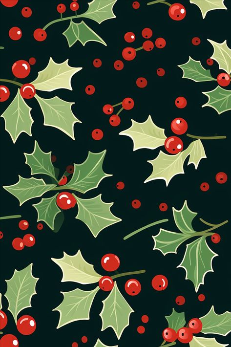 Embrace the festive spirit with this enchanting holly pattern, a timeless symbol of Christmas and holiday cheer. Adorned with vibrant red berries and lush green leaves, this design captures the essence of tradition and celebration. Perfect for adding a touch of seasonal magic to your holiday decor, attire, and accessories. Holly Wallpaper, Holly Leaf Pattern, Holly Pattern, Holly Christmas, Timeless Symbol, Holiday Wallpaper, Holly Leaf, Christmas Holly, Red Berries