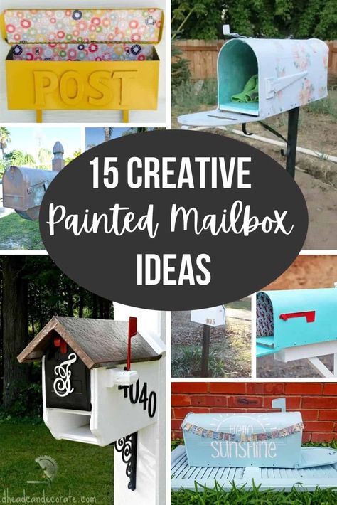 Mail Box Paint Ideas, Hand Painted Mailboxes Ideas, Unique Mail Box Ideas, Mailbox Location Ideas, Painted Mailboxes Diy, How To Make A Mailbox Post, Mail Box Ideas Diy Creative, Painted Mailbox Ideas Diy Farmhouse, Painting Mailboxes Ideas