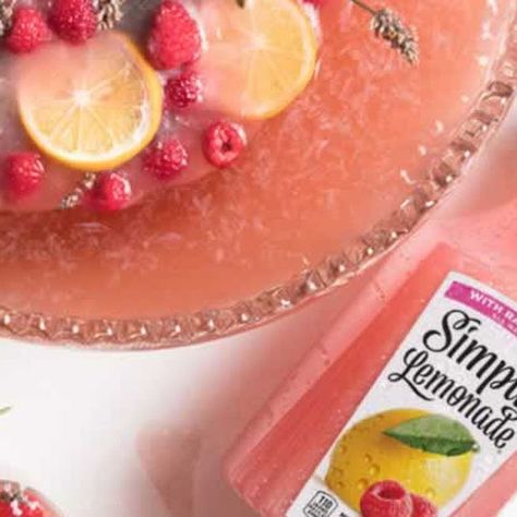 Simply Lemonade® with Raspberry Punch Recipe | Simply® Beverages Simply Lemonade Recipe, Rasberry Lemonade, Raspberry Lemonade Punch, Pink Lemonade Punch, Simply Orange Juice, Simply Juice, White Wine Sangria Recipe, Raspberry Punch, Juice Party