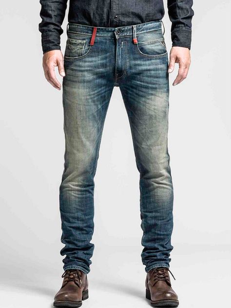 Denim Washes, Bohemian Style Men, Custom Sneakers Diy, Denim Colour, Boots Outfit Men, Mens Fashion Denim, High Fashion Men, Men Jeans Pants, Replay Jeans