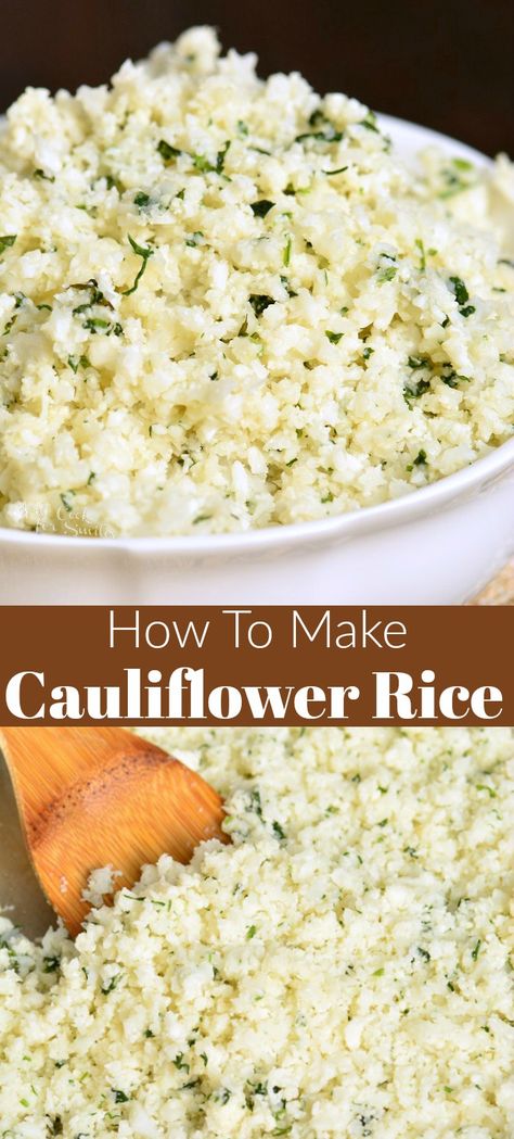 Cauliflower rice a healthier alternative to many side dishes. This delicious side is ready in a just a few minutes and can be easily made ahead of time. This cauliflower rice is made with garlic, herbs, and Parmesan cheese. #sidedish #sides #cauliflower #healthyside #healthyrecipe Make Cauliflower Rice, Cauliflowers, Simple Dishes, Paleo Side Dishes, How To Make Cauliflower, Cauliflower Fried, Food Addict, Cauliflower Crust, Buffalo Cauliflower