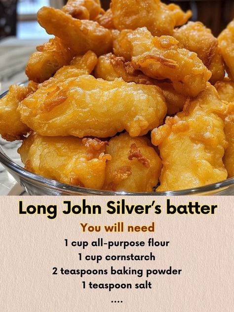 EASY AIR FRYER RECIPES | Recreate the iconic crispy delight of Long John Silver’s with this easy-to-make batter, perfect for frying seafood or chicken to golden perfection | Facebook Fried Fish Batter, Battered Sausage, Kfc Gravy, Beer Battered Fish Recipes, Battered Chicken, Hawaii Fish, Fish Batter, Fish Batter Recipe, Fish Fried