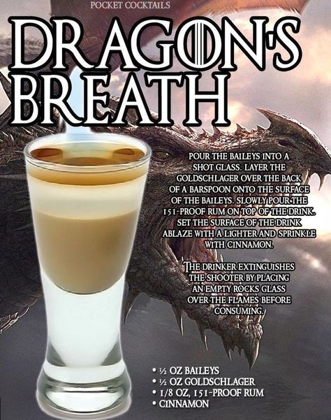 Dragons Breath | Alcohol drink recipes, Drinks alcohol recipes, Alcohol recipes Pocket Cocktails, Corpse Reviver, Bartender Drinks Recipes, Medieval Recipes, Fun Drinks Alcohol, Bartender Drinks, Liquor Recipes, Cocktail Drinks Alcoholic, Mixed Drinks Alcohol