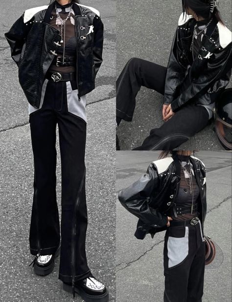 Dark Futuristic Fashion, Street Wear Korean, Korean Outfits Ideas, Peony Aesthetic, Korean Street Wear, Street Outfits, Aesthetic Streetwear, New Rock, Fairy Grunge