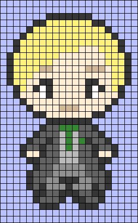 Pixel Pattern Harry Potter, Pixel Art Easy Harry Potter, Harry Potter Crochet Graph, Harry Potter Alpha Pattern, Crochet Alpha Pattern Harry Potter, Art Harry Potter, Harry Potter Draco Malfoy, Slytherin House, Easy Pixel Art