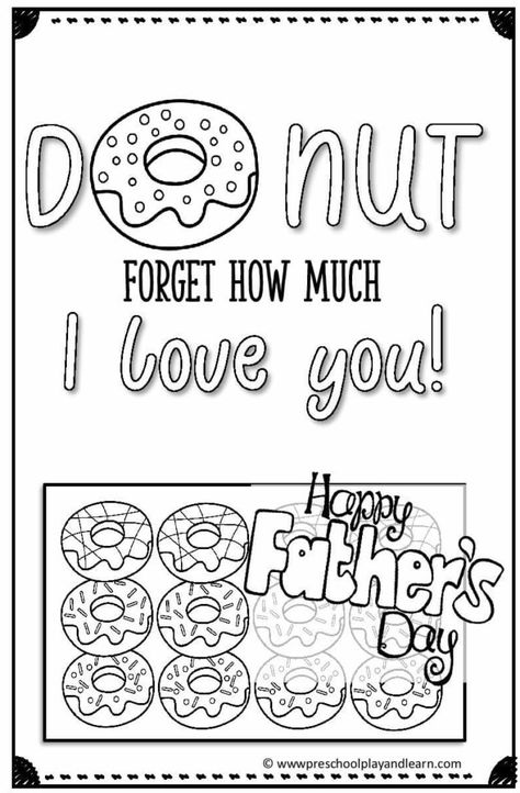 FREE Printable Fathers Day Cards Donuts With Dads Ideas Free Printable, Fathers Day Classroom Ideas, Happy Fathers Day Printables, Free Fathers Day Crafts For Kids, Fathers Day Cards For Toddlers, Fathers Day Crafts Preschool, Free Fathers Day Cards, Donut Cards, Family Daycare