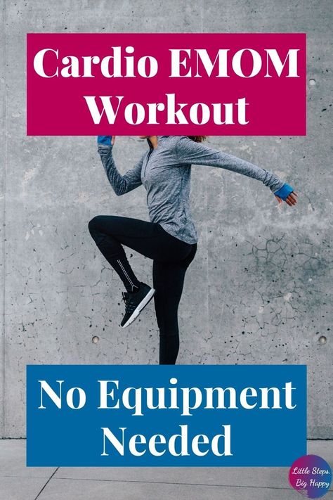 If you're looking to get in shape, check out this cardio EMOM workout. This fat burning cardio workout is great for women who are beginners. These easy moves require no equipment and just use your bodyweight to get a full body workout. You can do this exercise routine at home, at the gym, or wherever you workout. #cardioEMOMworkout #noequipmentEMOMworkout Easy At Home Cardio Workouts, 30 Minute Cardio Workout At The Gym, Cardio Burst Exercises, Body Weight Cardio Exercises, Standing Cardio Exercises, Emom Workout No Equipment, Cardio Workout At Home Fat Burning, Cardio Emom, Cardio Workout Fat Burning