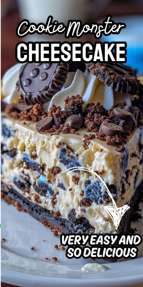 Cookie Monster Cheesecake Cookie Monster Cheesecake Recipe, Cookie Monster Cheesecake, Monster Cheesecake, Halloween Cheesecake, Baking Cakes Ideas, Choc Cake, Homemade Graham Cracker Crust, Cookie Toppings, Cake 5