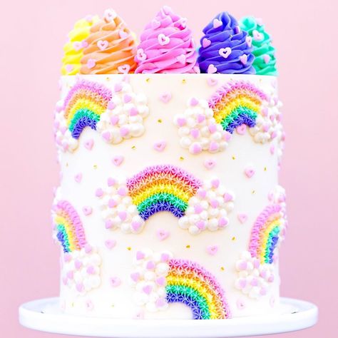 Pug Cake, Castle Birthday Cakes, Colorful Birthday Cake, Rainbow Birthday Cake, Pastel Cakes, Unicorn Birthday Cake, Simple Birthday Cake, Pretty Birthday Cakes, Cute Birthday Cakes