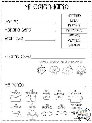 Elementary Spanish Classroom, Spanish Weather, Spanish Learning Activities, Preschool Spanish, Spanish Classroom Activities, Learning Spanish For Kids, Spanish Curriculum, Spanish Lessons For Kids, Spanish Worksheets