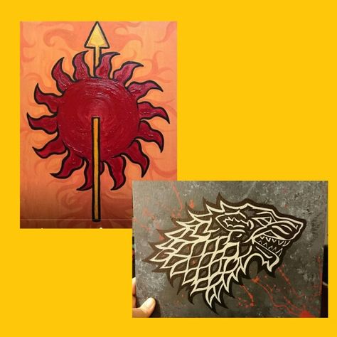 Game of Thrones sigil acrylic paintings on canvas Game Of Thrones Acrylic Painting, Game Of Thrones Flags, Flag Painting, Painting Art Projects, String Art, Game Of Thrones, Moose Art, Art Projects, Flag