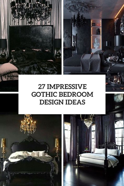 Black Gothic Bedroom, Gothic Bedroom Aesthetic, Modern Gothic Bedroom, Goth Bedroom Ideas, Gothic Bedroom Ideas, Gothic Decor Bedroom, Goth Bedroom, Gothic Room, Gothic Interior