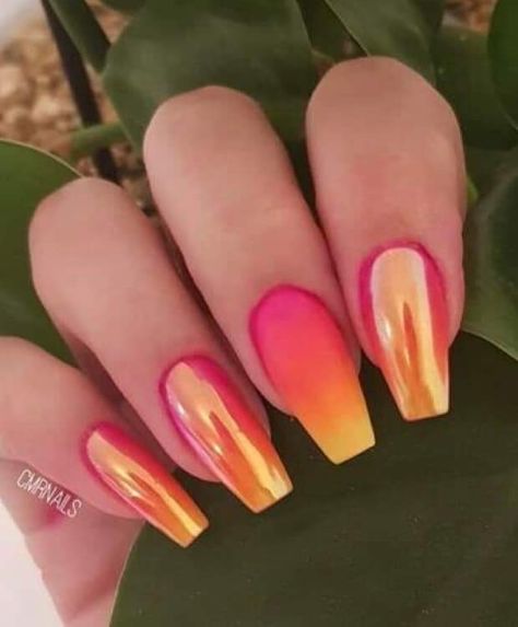 Summer Manicure Designs, Fallnails Autumn, Summer Ombre Nails, Easy Summer Nails, Easy Nail Designs Summer, Nail Desi, Sunset Nails, Fancy Nail Art, Aurora Nails