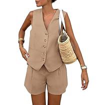 2 Piece Outfits For Women, Outfits For Women Summer, Outfits Sleeveless, V Neck Vest, Womens High Waisted Shorts, Vest Waistcoat, Trendy Summer Outfits, Winter Tops, Down Vest