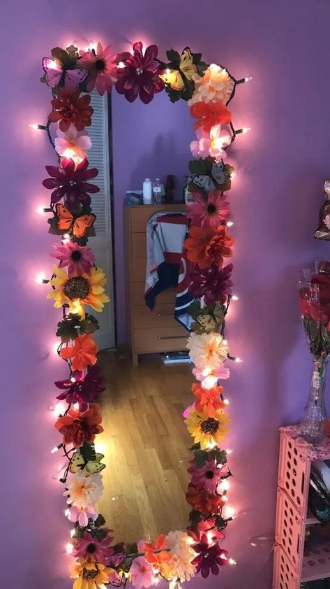 30+ Awesome Teenage Girl Bedroom Decorating Ideas - HubPages How To Make A Flower Mirror, How To Decorate A Full Length Mirror, Long Wall Mirror Decorating Ideas, Full Length Mirror Diy, Flower Mirror Diy, Full Length Mirror Decor Ideas, Mirror Design Ideas, Wall Mirror Ideas, Modern Mirror Design