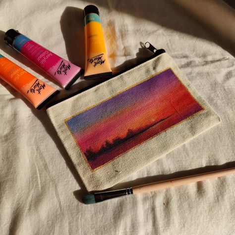 I think I found my new favourite pouch 🥺 Acrylic paintings, canvas pouches, painting daily 💖 Canvas Pouch Painting Ideas, Canvas Pouch Painting, Painted Canvas Pouch, Pouch Painting, Diwali Decoration Items, Paintings Canvas, Painted Tote, Diwali Decoration, Canvas Bags