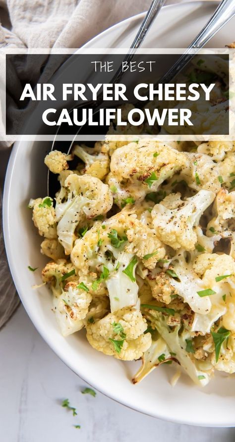 Cheesy Cauliflower Recipes, Air Fryer Cauliflower, Steak And Broccoli, Carb Sides, The Best Air Fryer, Keto Side, Best Air Fryer, Cheesy Cauliflower, Superfood Recipes