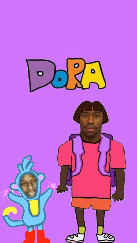 Tyler the creator and A$AP Rocky as Dora and Boots Tyler The Creator Cartoon Art, Tyler The Creator Fashion, Golf Tyler The Creator, Dora And Boots, Wolf Tyler, Tyler The Creator Wallpaper, Black Anime Guy, Jelly Wallpaper, Phone Inspiration